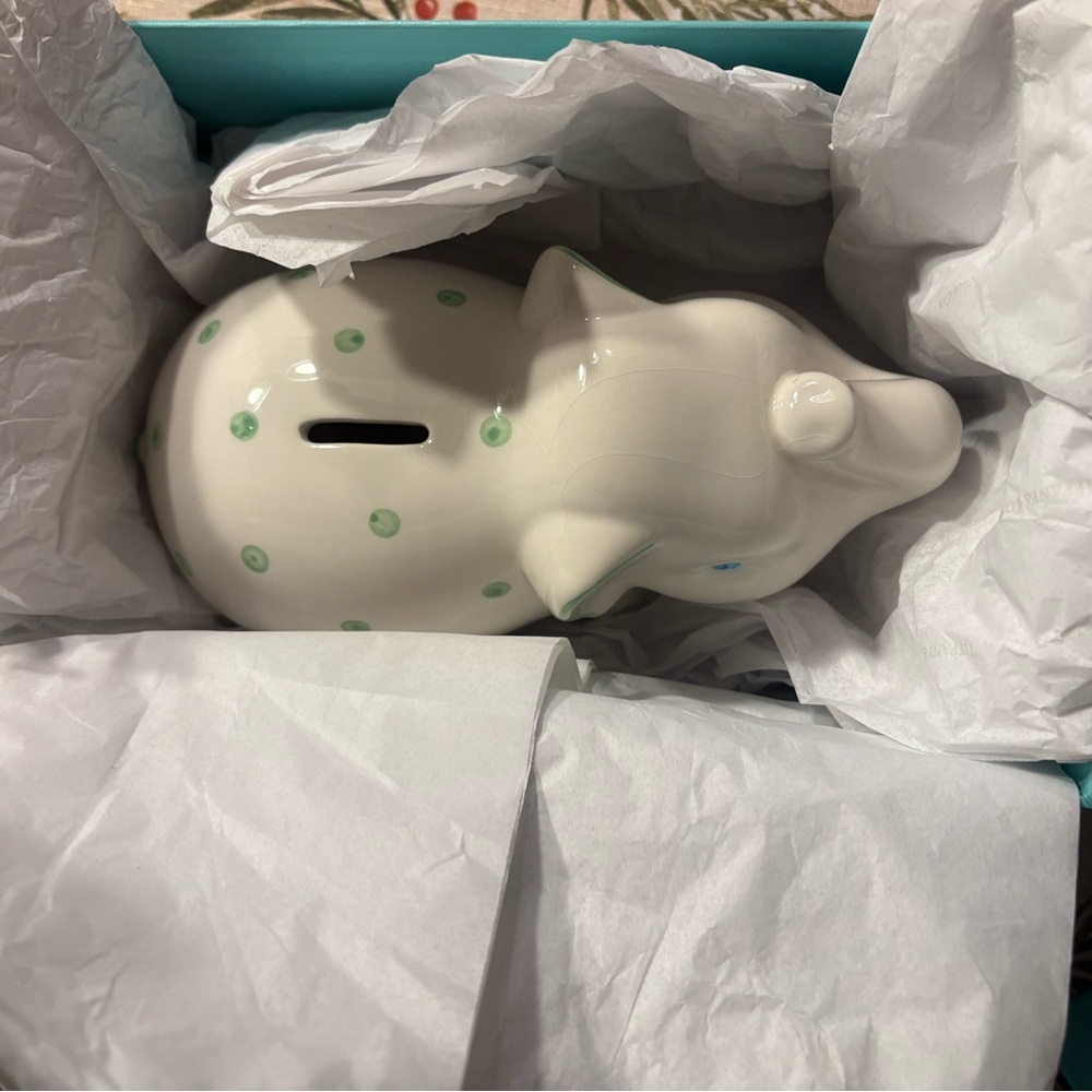 Tiffany and Co. Porcelain Elephant Coin Bank - Picture 6 of 12